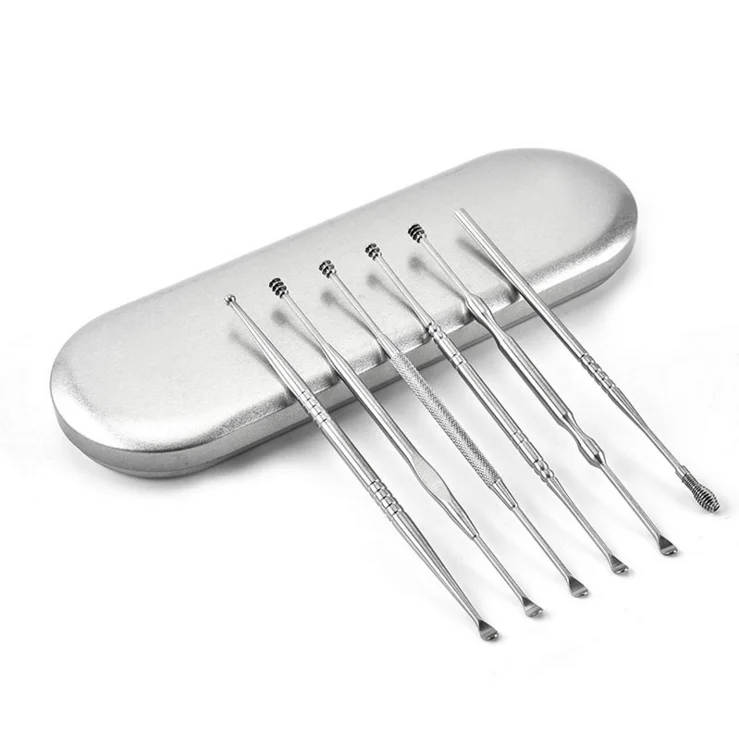 

Wholesale nice price fashion Silver Color Stainless steel Ear Pick Ear Spoon Tool spiral ear cleaner