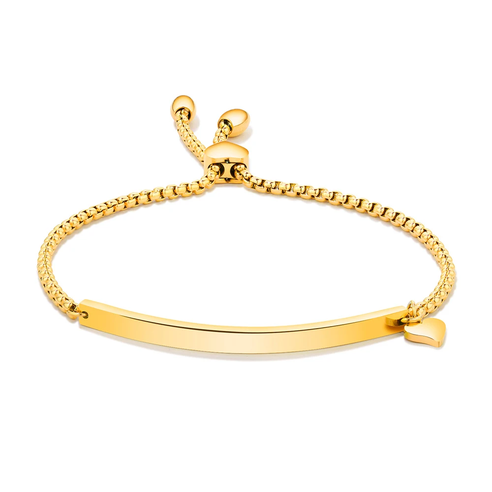 

Trendy Heart Charm Adjustable Chain Bar New Bracelets For Women, Silver, gold, rose gold