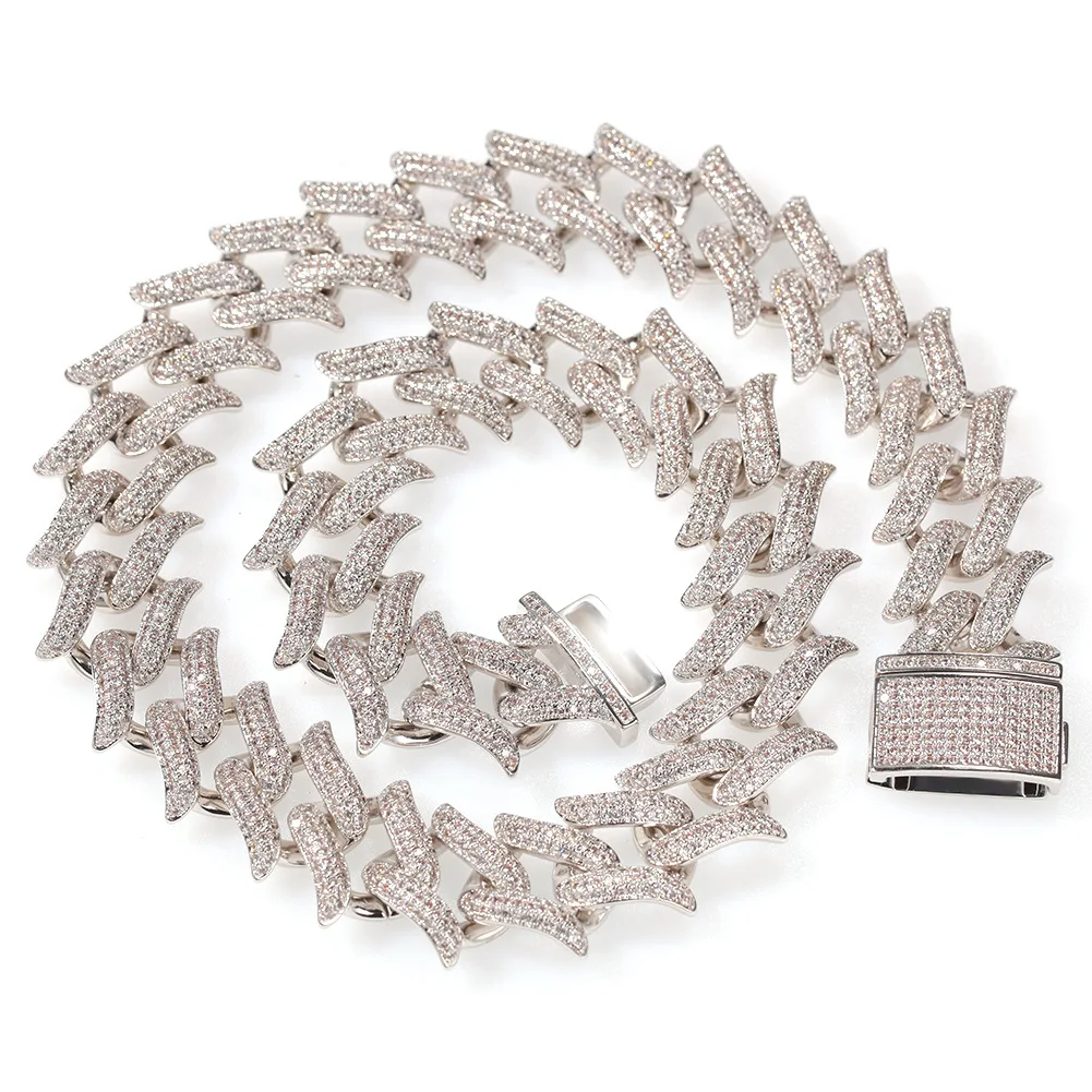 

New 20mm thorn bling Iced out full ziron bdot rose gold real dimond cuban link chain