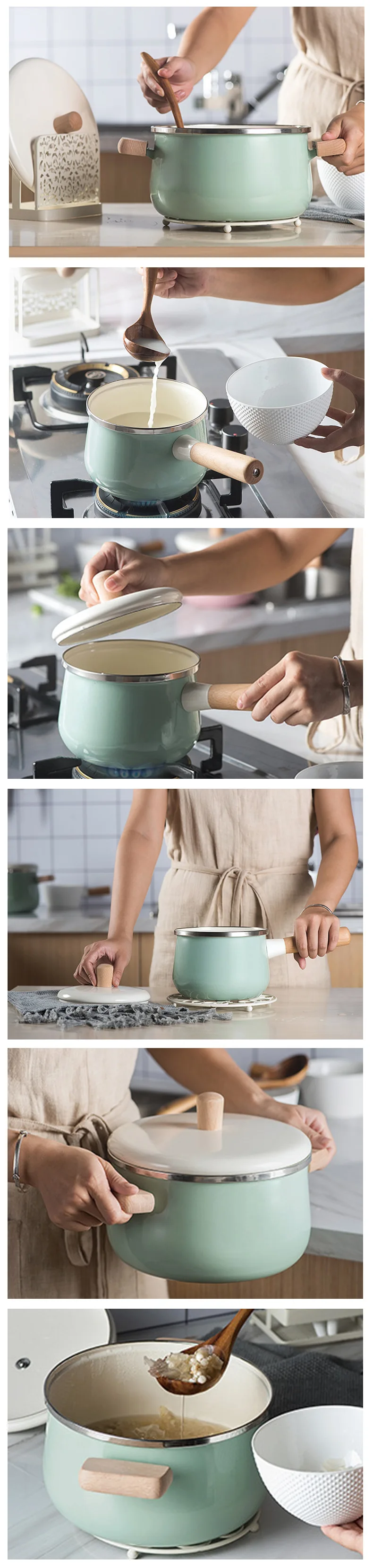 Japanese Enamel Porcelain Cookware Pot And Saucepan Enamel Milk Pan