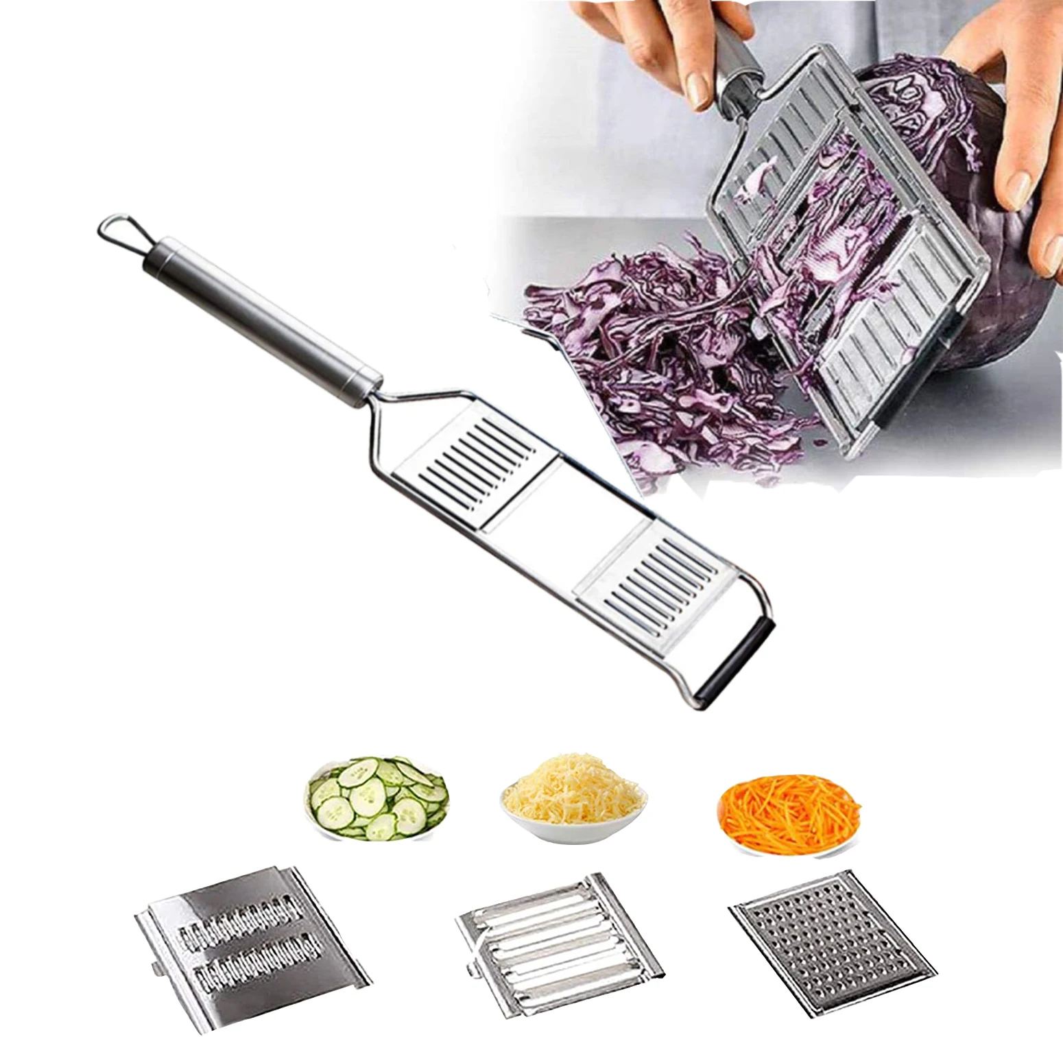 

Multi Purpose Vegetable Slicer stainless steel grater Slicer, Silver