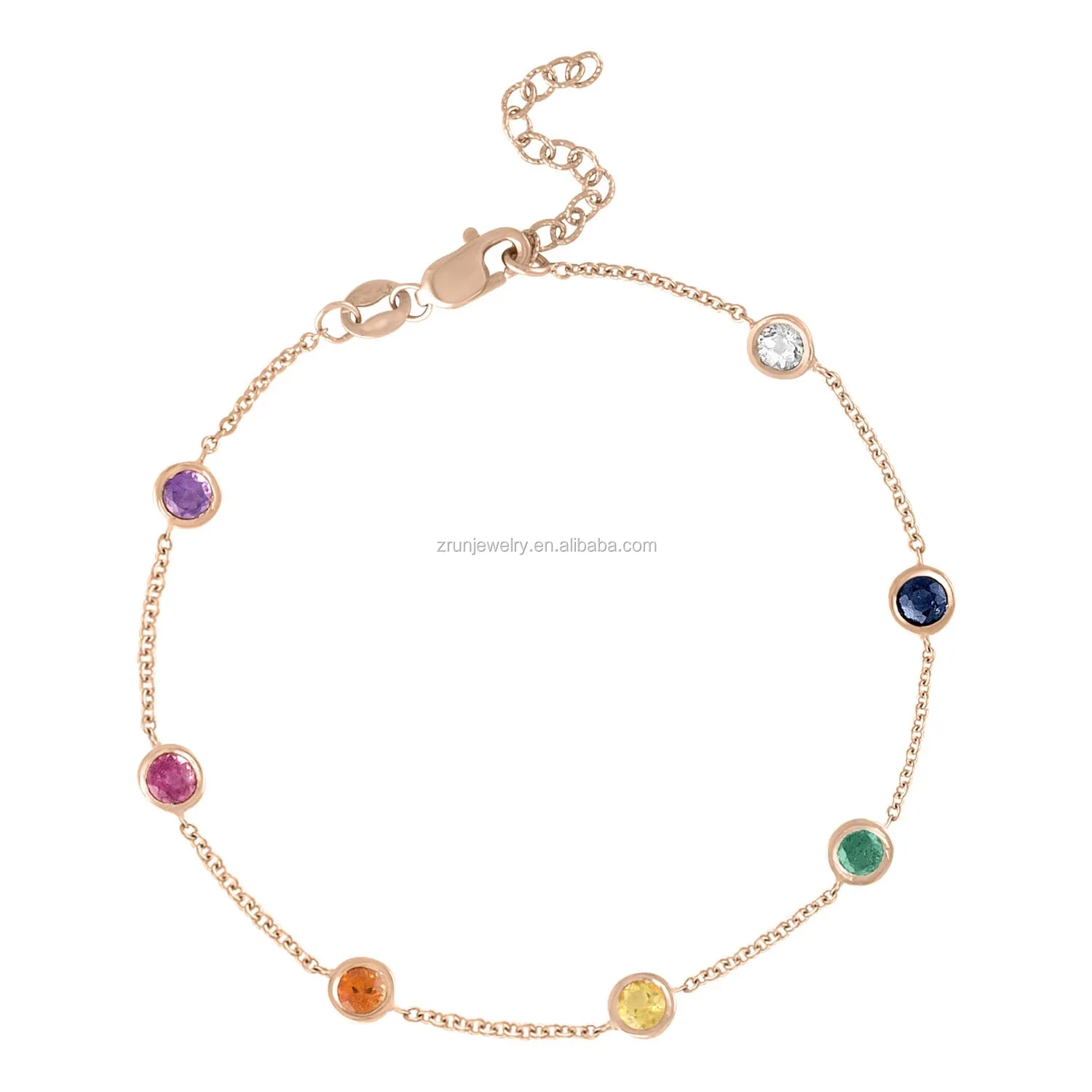 Lozrunve 925 Sterling Silver Chain Cz Rainbow Bezel Bracelet Buy