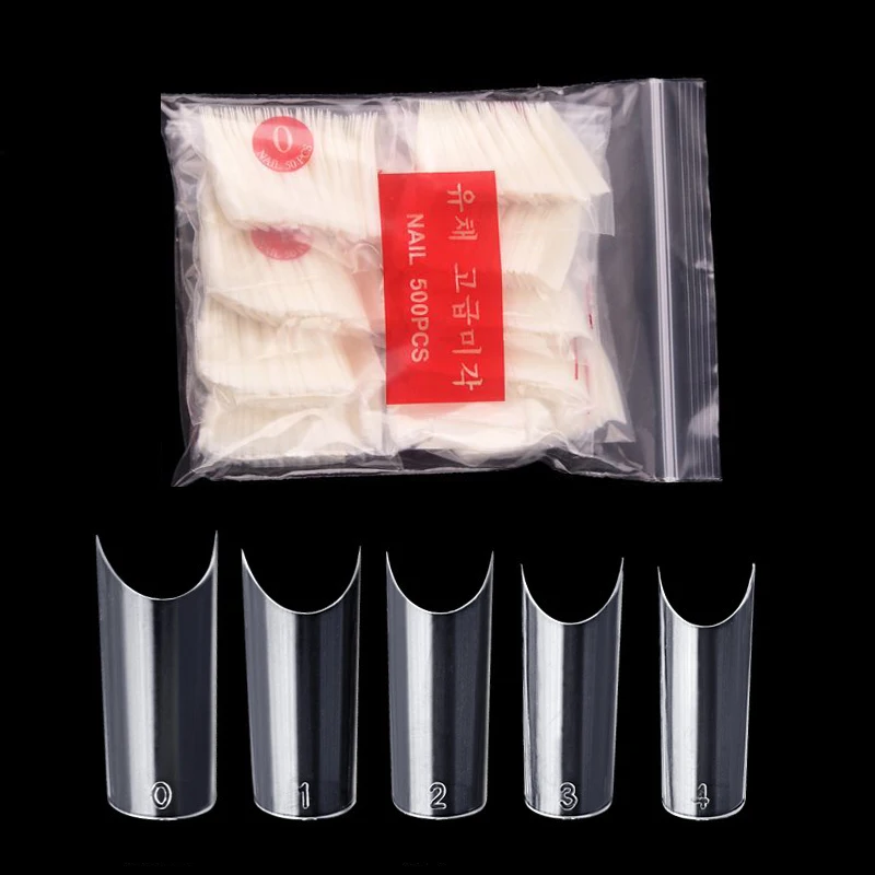 

500pcs Half Full Cover False French Clear Natural Short Square Nail Tips