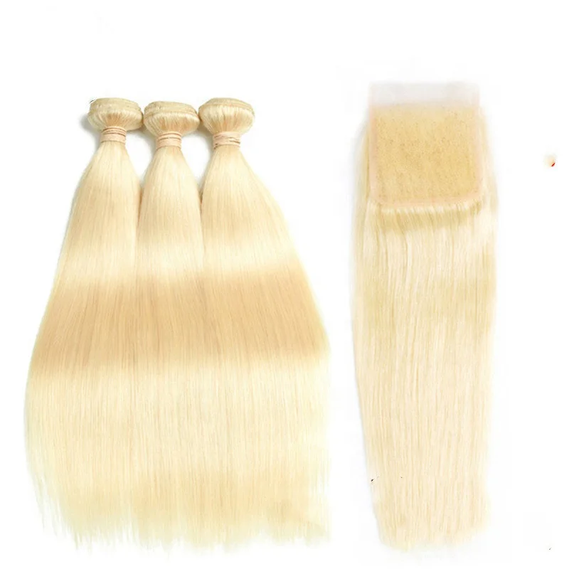 

Highknight Factory 613 Blonde Straight Hair Wholesale Customized Brazilian Adjustable Hair Bundles With Lace Frontal Closure