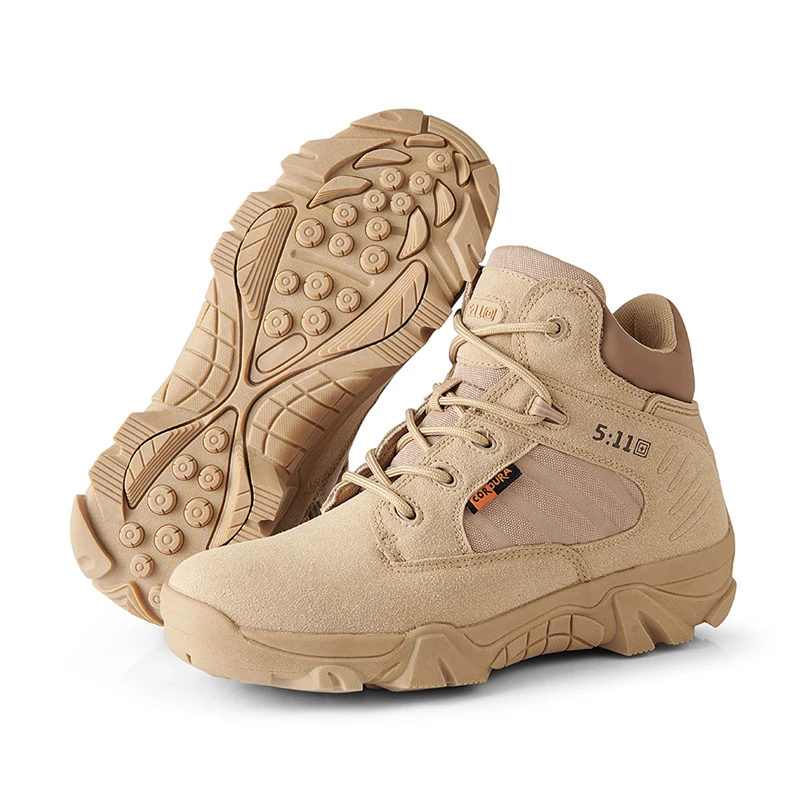 

High quality men's safety boots 2021 fashionable medium top hiking breathable outdoor boots men's sports boots