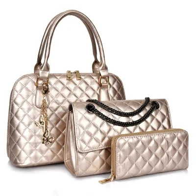

3pcs Waterproof Tote Designer Fashion PU Leather Handbag Sets for women Luxury, White/black/golden/blue