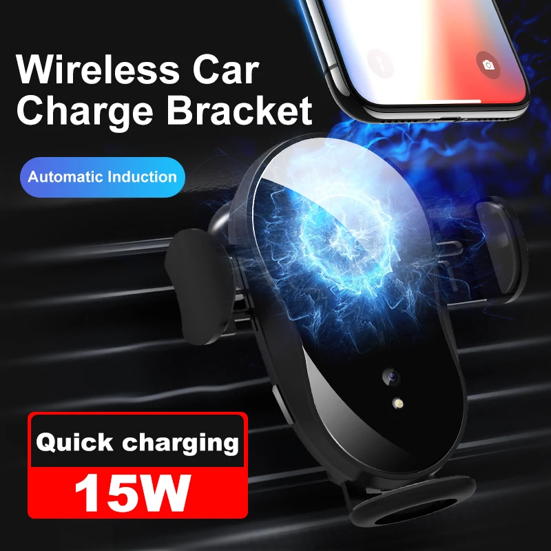 2020 newest quick charge wireless car charger 15w 10w 7.5w fast charge infrared induction automatic open close amazon hot sell