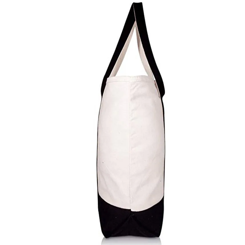 

22 Inch Heavy Duty Cotton Canvas Tote Bag With Zipper Tote Bag With Storage Pockets And Shoulder Strap, Black&white,customized color