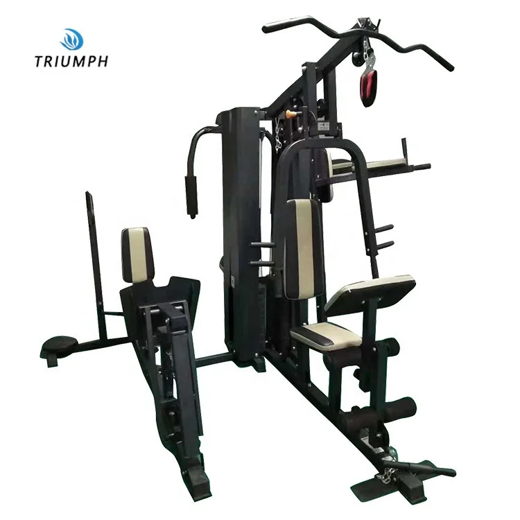 

2022 new five-person station comprehensive trainer commercial fitness multifunctional synthesizer gym equipment Chest pusher, Black