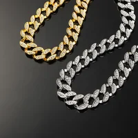 

Mens iced out thick heavy chunky silver and gold bling diamond cuban link chains necklace hip hop