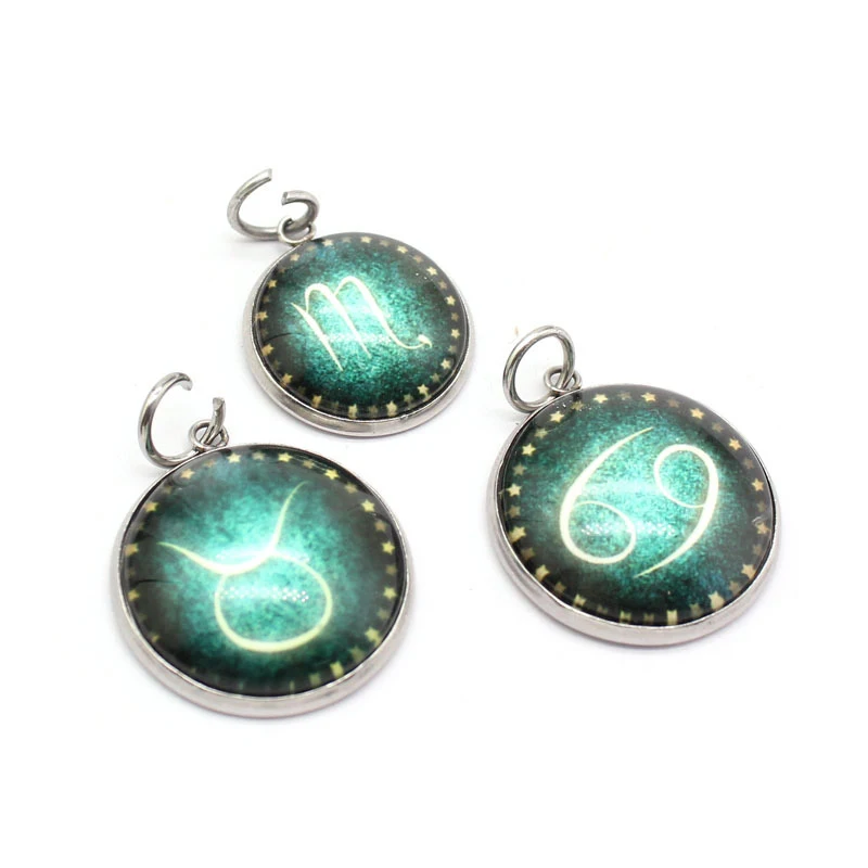 

DIY jewelry accessories handmade material bracelet necklace accessories 12 constellation stainless steel pendant (SZ047), As picture