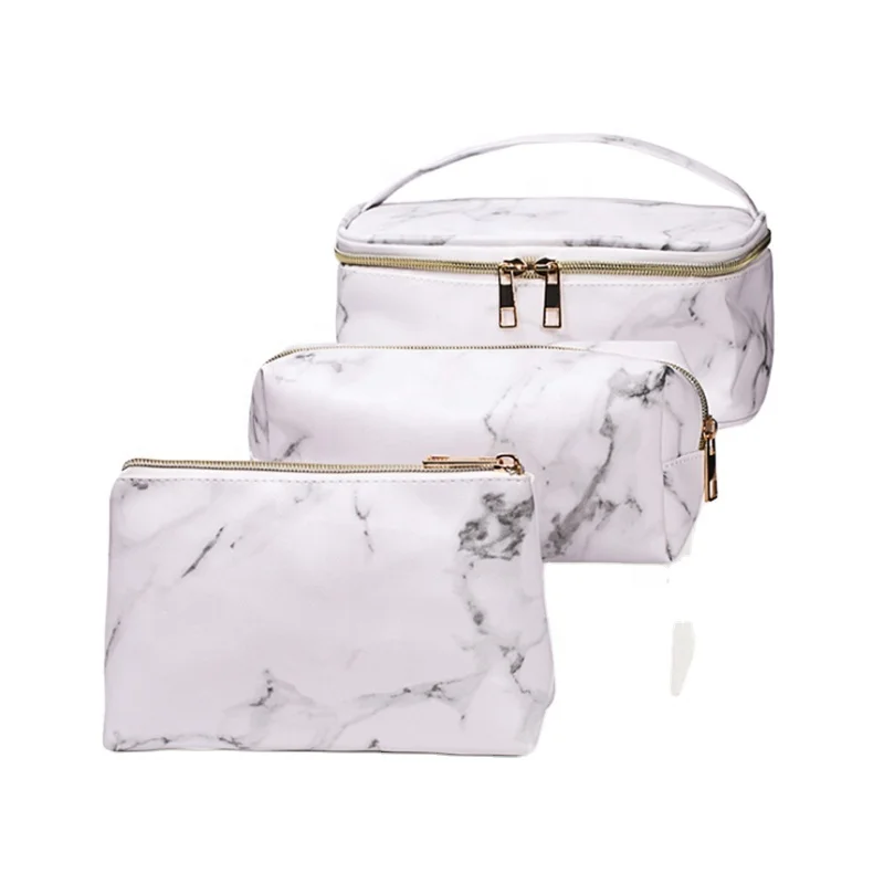 

Marble Makeup Bag Cosmetic Organizer Bag HFA10007 Portable Storage Bag for Cosmetics Makeup Brushes 3 pcs