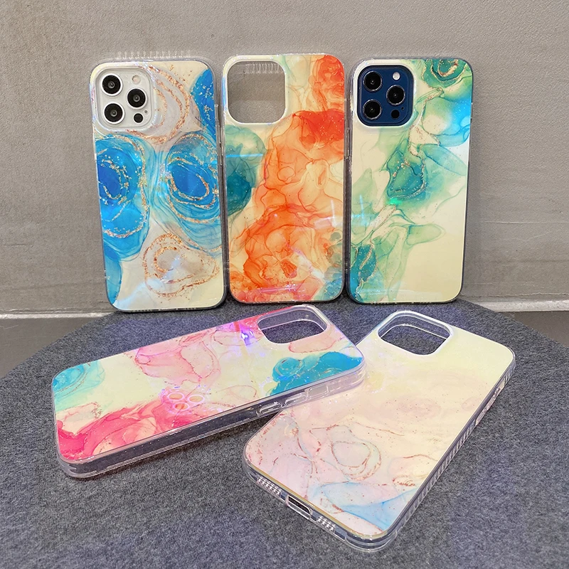

Luxury marble colorful transparent side anti-fall mobile phone case for iphone13 11 12 XR TPU Phone Cases, Multi-color, can be customized
