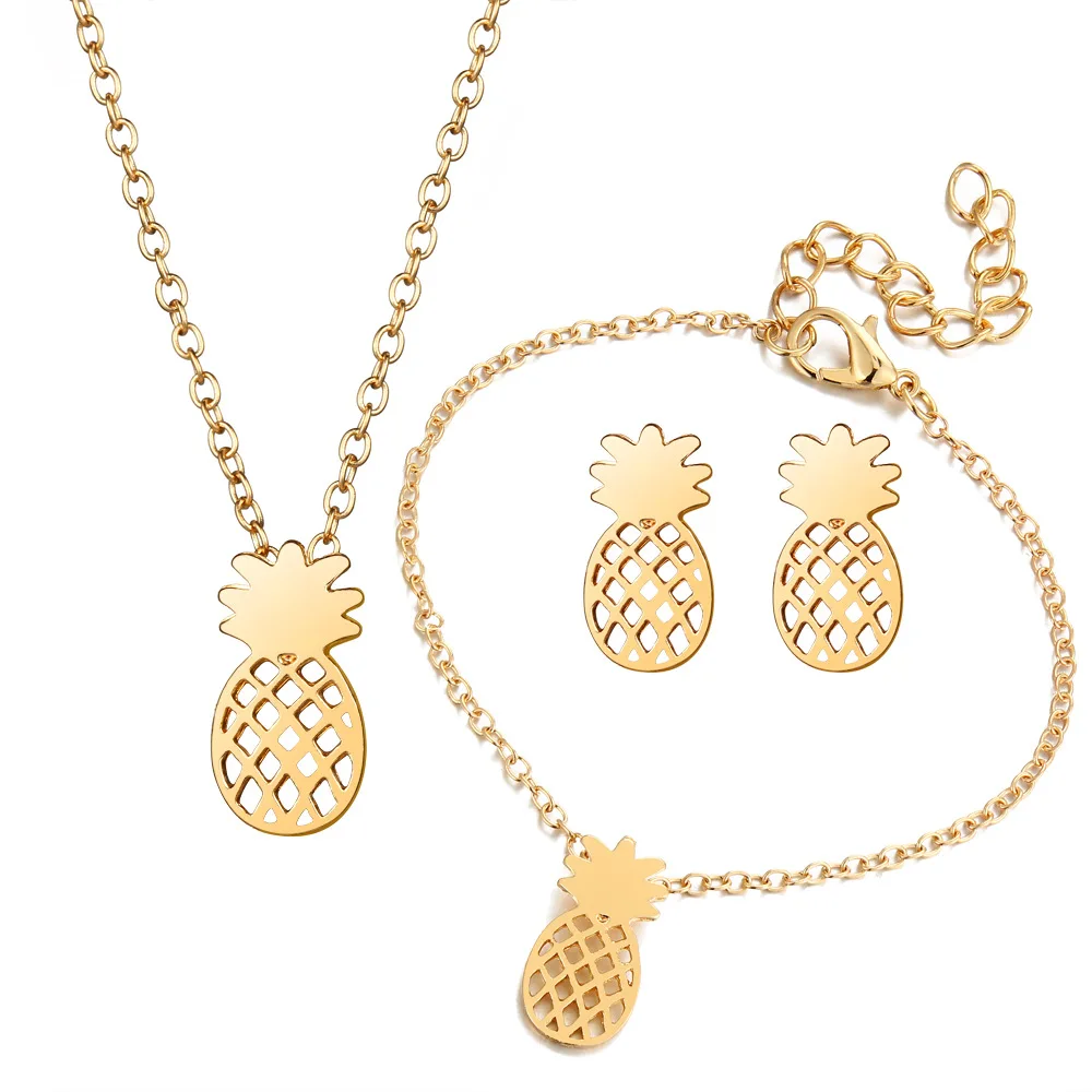 

Fashion Gold Pineapple Necklace set for women Wholesale N99279
