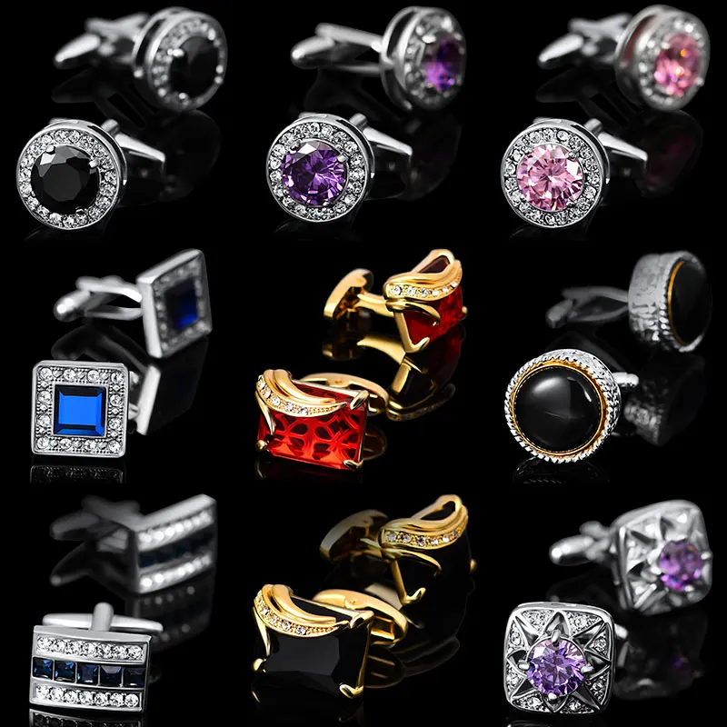 
Fashion Metal High Quality Diamond Black Paper Cufflink Box Jewelry Cufflinks for Men 