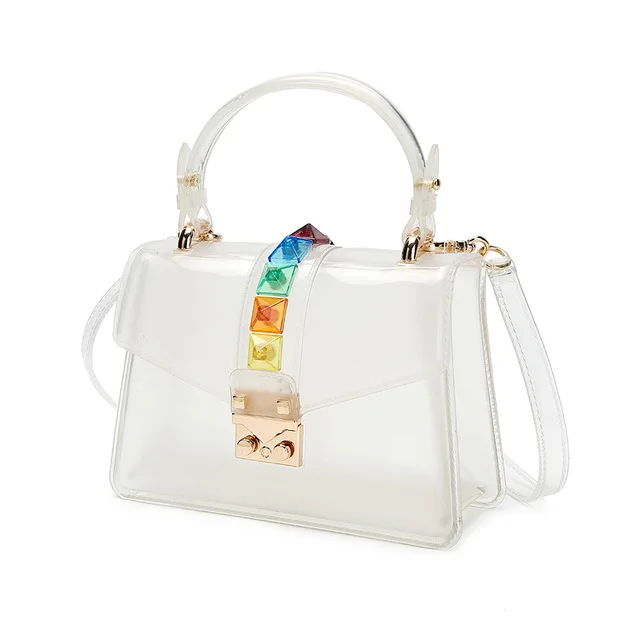 

Clear Transparent PVC Shoulder Bags Women Candy Color Jelly Bags Purse Solid Color Handbags Crossbody Bag