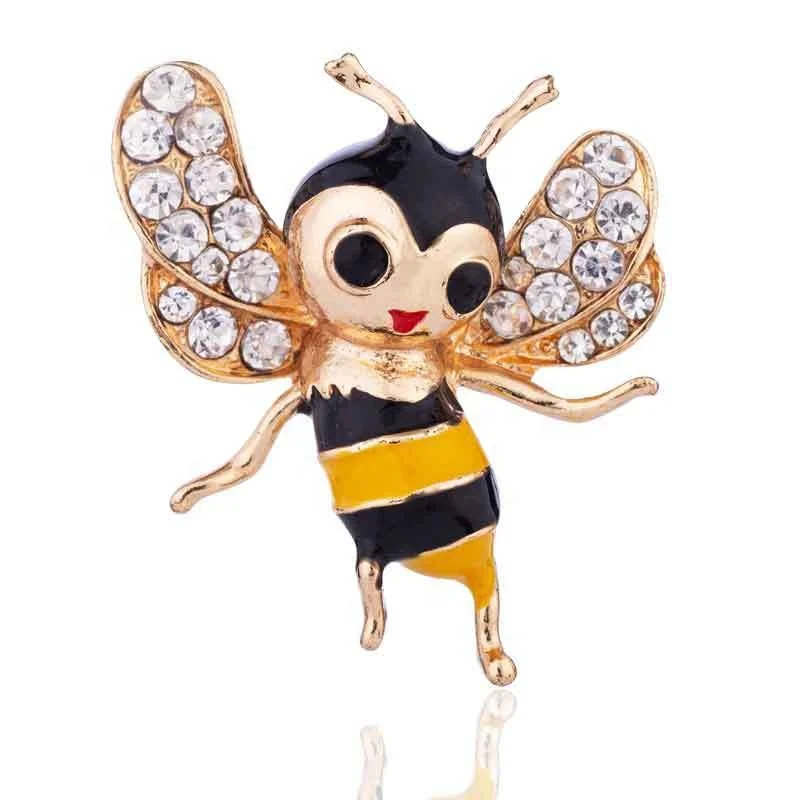 

XILIANGFEIZI Korean Trendy Rhinestone Metal Enamelled Cartoon Insect Broche Women Saree Decoration Pin Bee Brooches