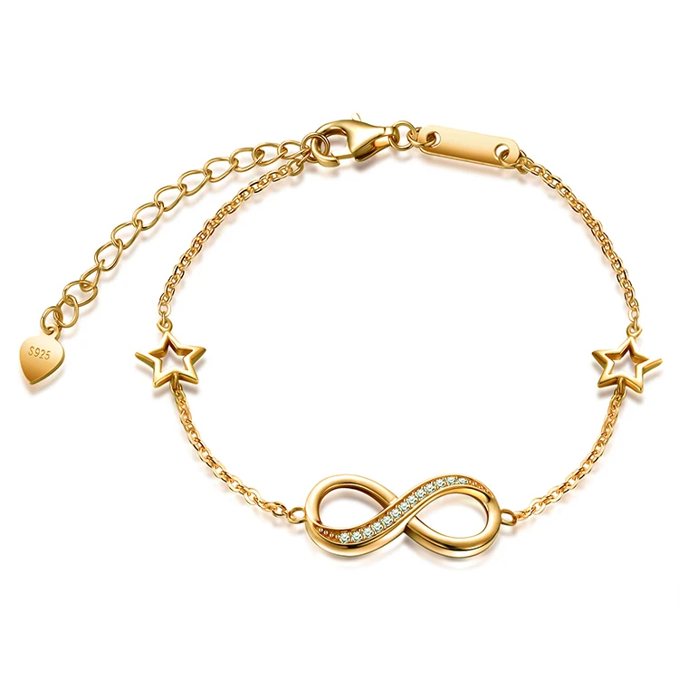 

Wholesale 925 Silver Bracelets Infinity Symbol Star Charm Bracelets, Sliver, gold, rose gold