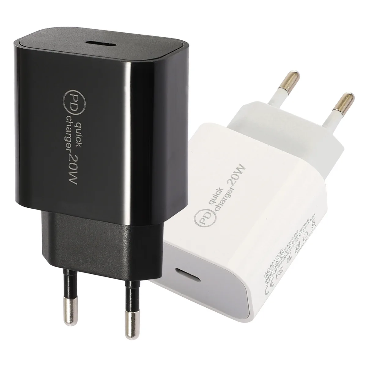 

Fast Wall Charger PD 18 W QC 3.0 Dual Port European USB Plug Wall Adaptor for Universal Mobile Phone Charging, White