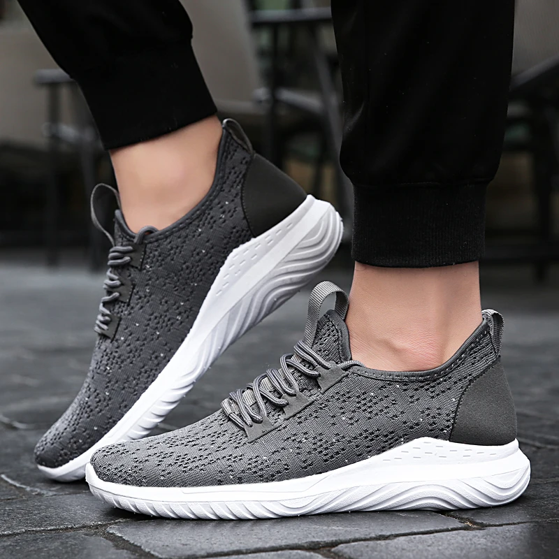 

Dropshipping men mesh casual shoes breathable sports shoes running shoes new arrival men sneakers, Black, grey , white