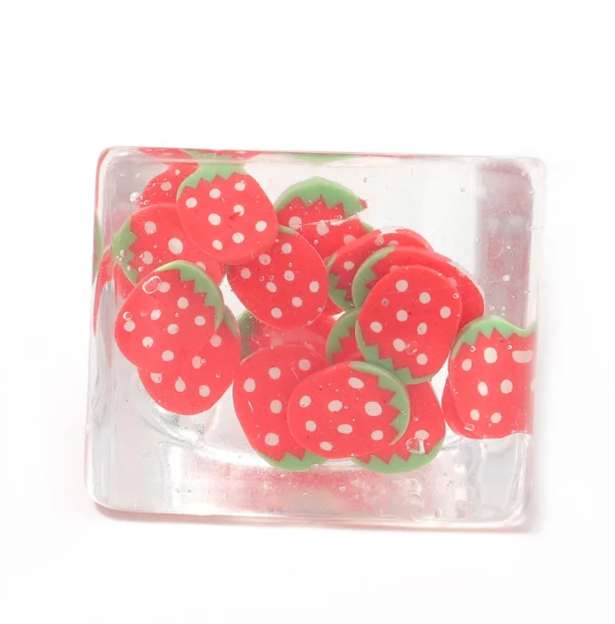 

Fashion Jewelry Strawberry Acrylic Ring Fruit Lucite Ring Resin Rings Acrylic, Colorful