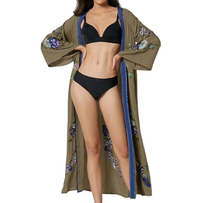 

2020 new arrivals summer bohemian loose embroidery long beach wear women kaftans