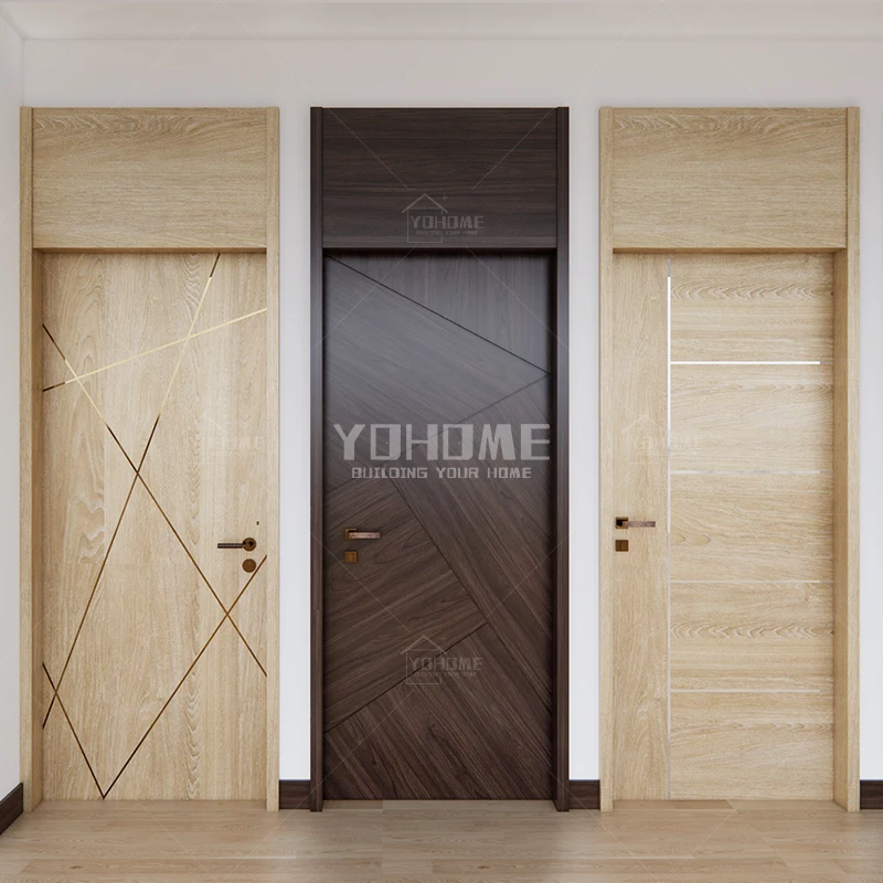 

Yohome professional manufacturer interior door with aluminium strips interior room and toilet doors solid core interior doors