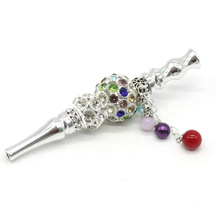 

Hot Diamond Beads Pendant Metal Pipe New Aluminum Alloy Cigarette Holder Water Pipe Accessories 2021, Picture