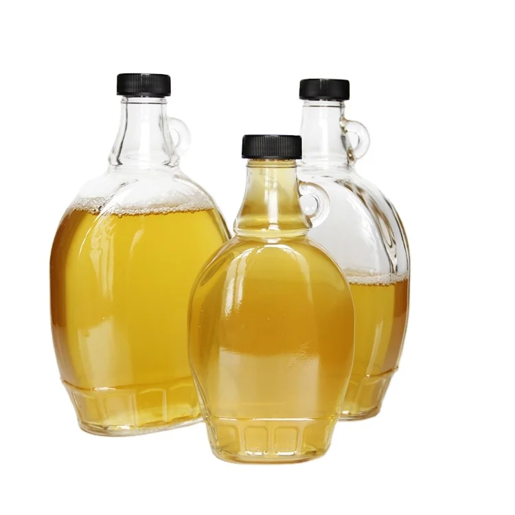 

Glass Syrup Bottle with Plastic Lid Bottle with Handle for Syrup, Clear
