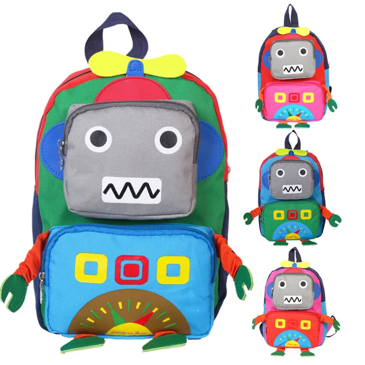 

Wholesale Cartoon Robot Kindergarten School Bag 1-5 Years Old Travel Backpack Children's School Bag, 4 colors