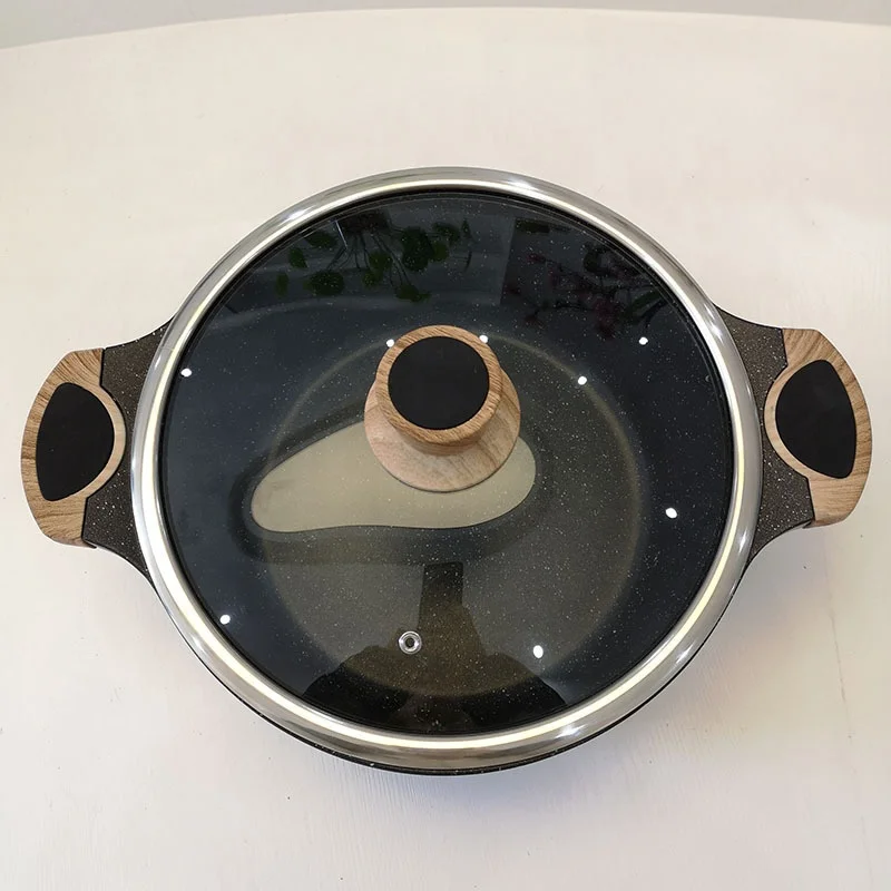 

korean style nonstick marble clay enamel stew pan Casserole Clay Stockpot aluminum shallow soup pot