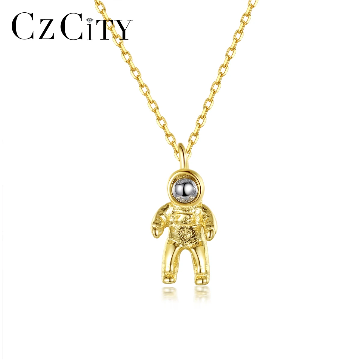 CZCITY Link Chain Daughter Cute Pendant Charm Children Silver Jewelry Fashion Designer Trending Astronaut Kid Necklace