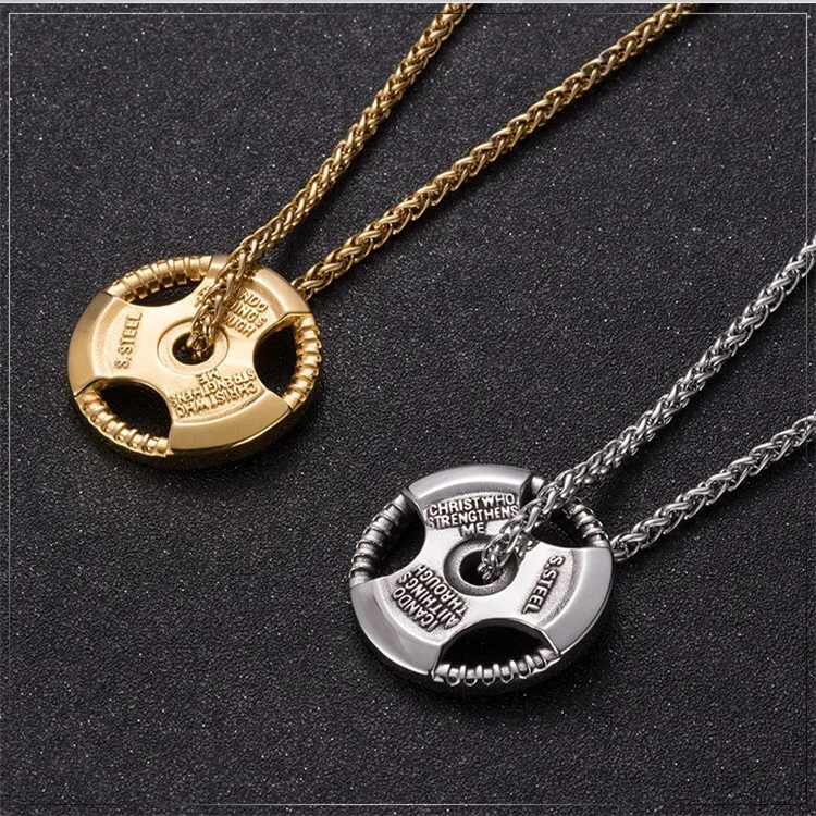 

European Stainless Steel Unique Pendant Sports Steering Wheel Shaped Gold Chain Necklace