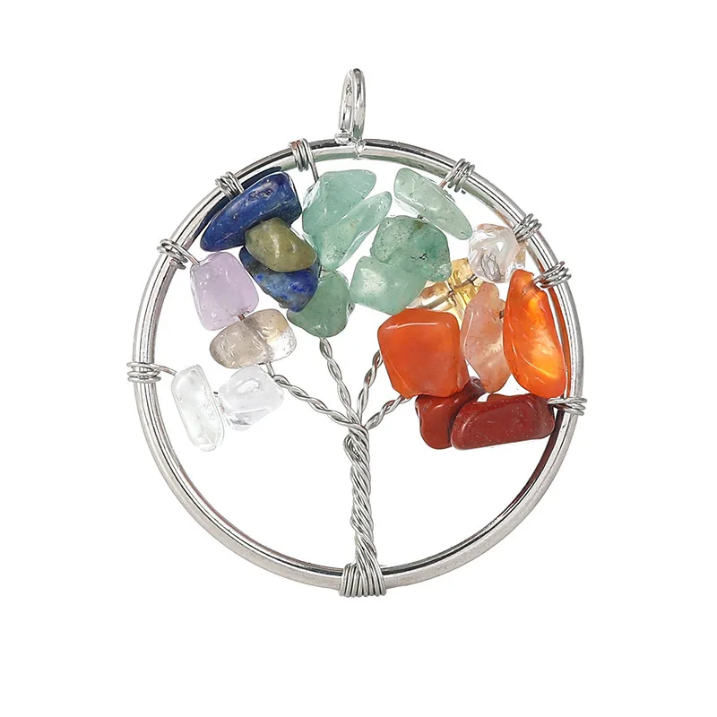 

jewelry findings necklace earrings semi-finished material handmade copper wire natural stone tree pendant (SZ064), As picture
