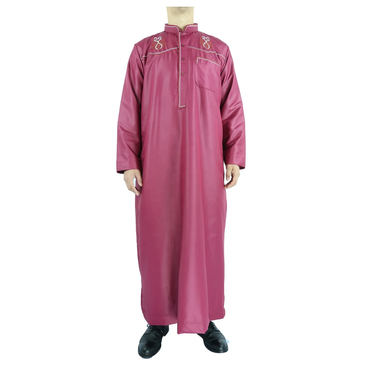 

Free Shipping Round Neck Saudi Arab Thobe Men Islamic Muslim Dubai Robe Qatar Islamic Clothing, Mix color