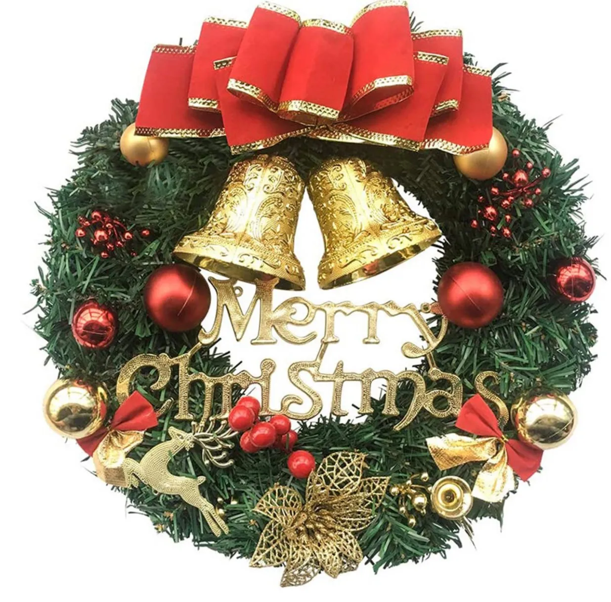 Factory wholesale 30cm bell wreath Christmas tree decorations garland Christmas Supplies Christmas indoor decorative