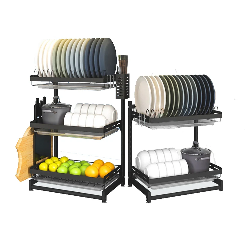 

Wholesale Multifunction Kitchen Dish Organizer Drainer RackMetal Drying Storage Shelf, Black