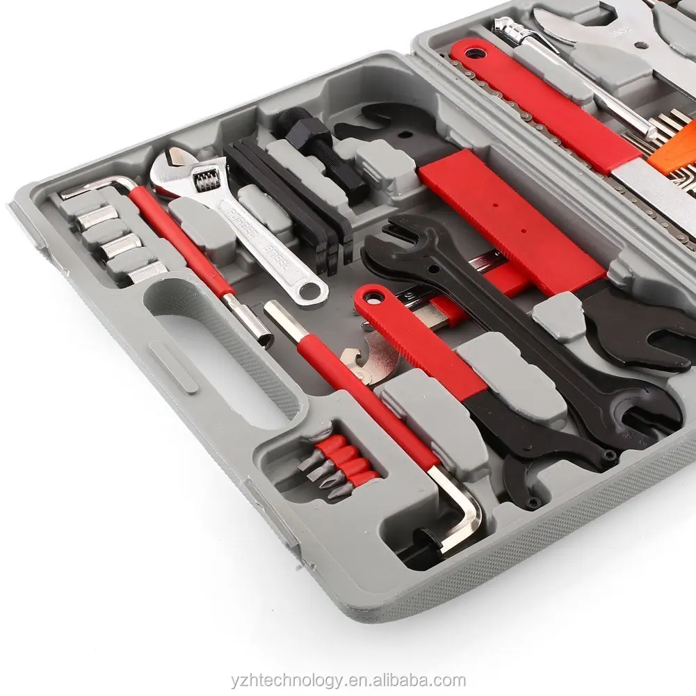 Details about   44 PCS COMPLETE BIKE BICYCLE REPAIR TOOLS Super Equipment Tool Kit Set Box