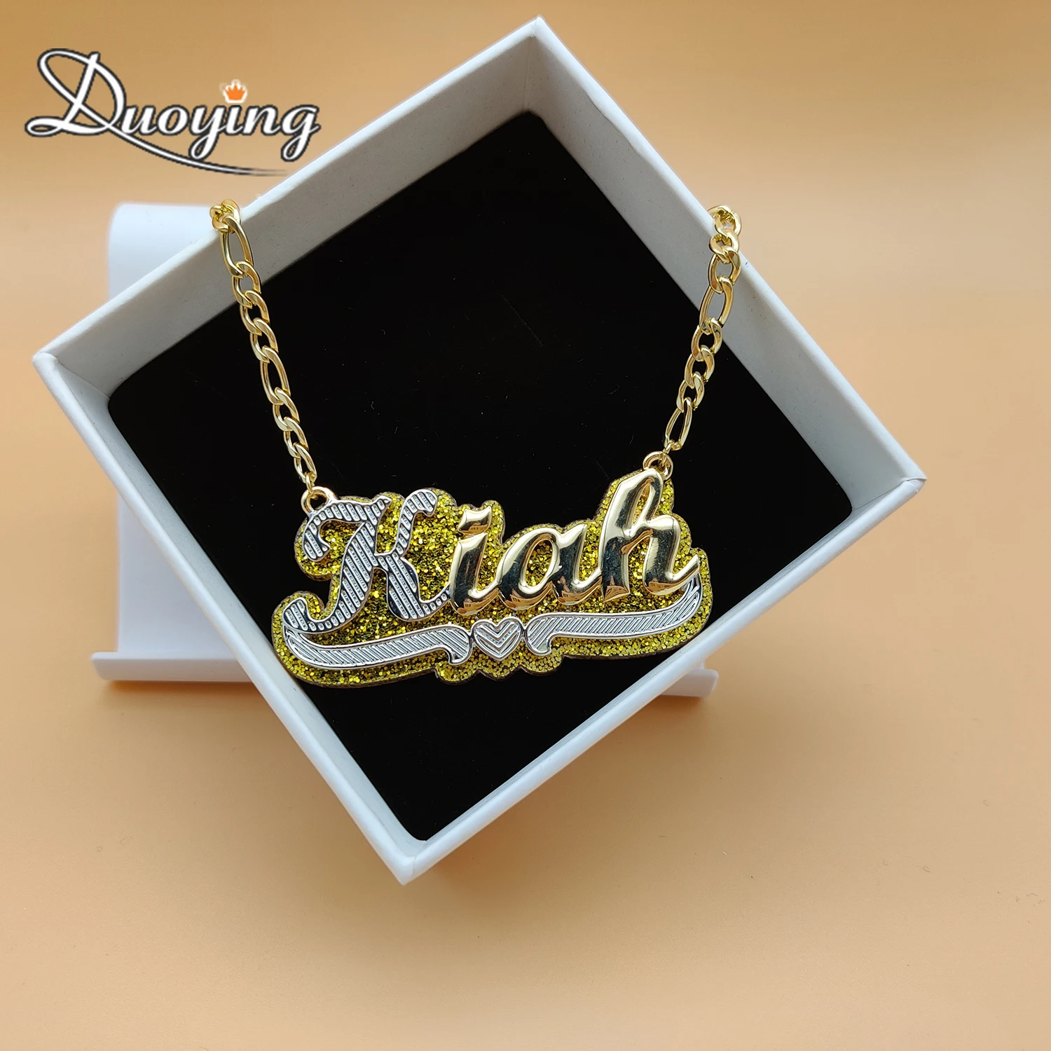 

Duoying OEM kalung Stainless Steel Necklace Alloy Double Plated Gold Plated Necklace Custom Name Jewelry Necklace