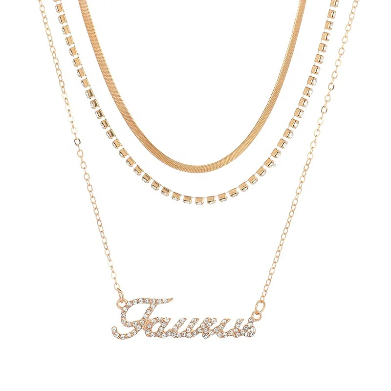 

New 2020 Simple Pendant Three-layer necklace gold trendy gold plated necklace multi layered necklace wholesale, Gold color