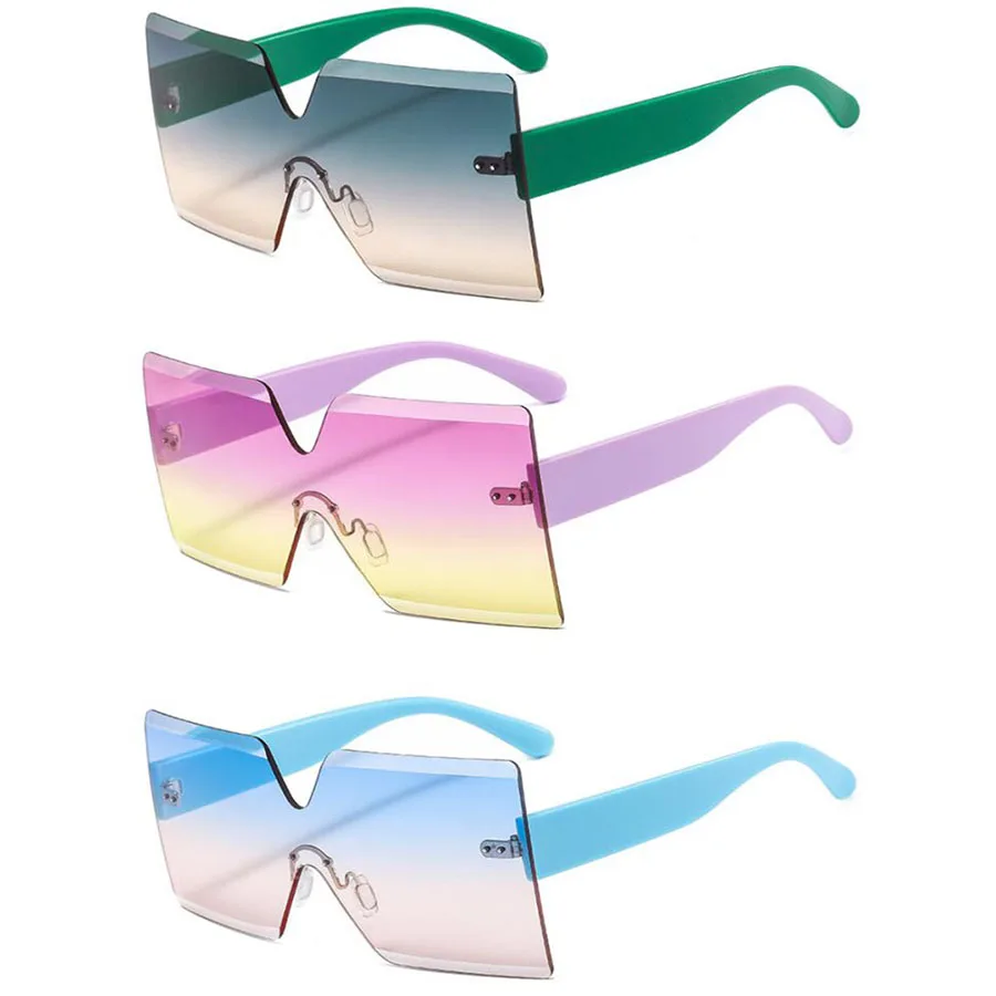 

WIIPU Frameless large frame personality versatile one-piece color Sunglasses multi color fashion ins hot sunglasses