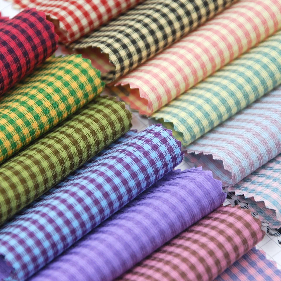 

Modern Design colorful yarn dyed plain woven 65% polyester 35% cotton TC twill gingham plaid fabric for shirt