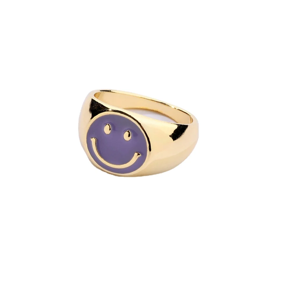 

Fashion Luxury Smile Ring Spring Fine Jewelry Smiley Ring Women Girl Jewelry Best Gift Chunky Y2K Style Smile Face Enamel Ring