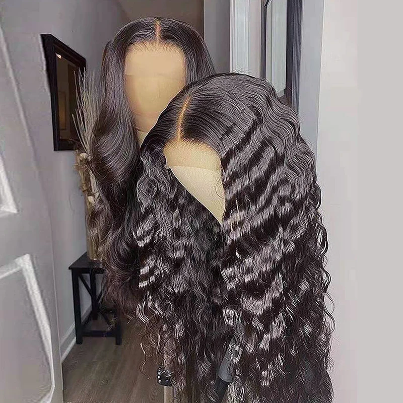 

Black Friday Deals Cambodian Vendor Pre Plucked Deep Wave 13x4 Swiss Lace Front Wigs Brazilian Human Hair Wig For Americans