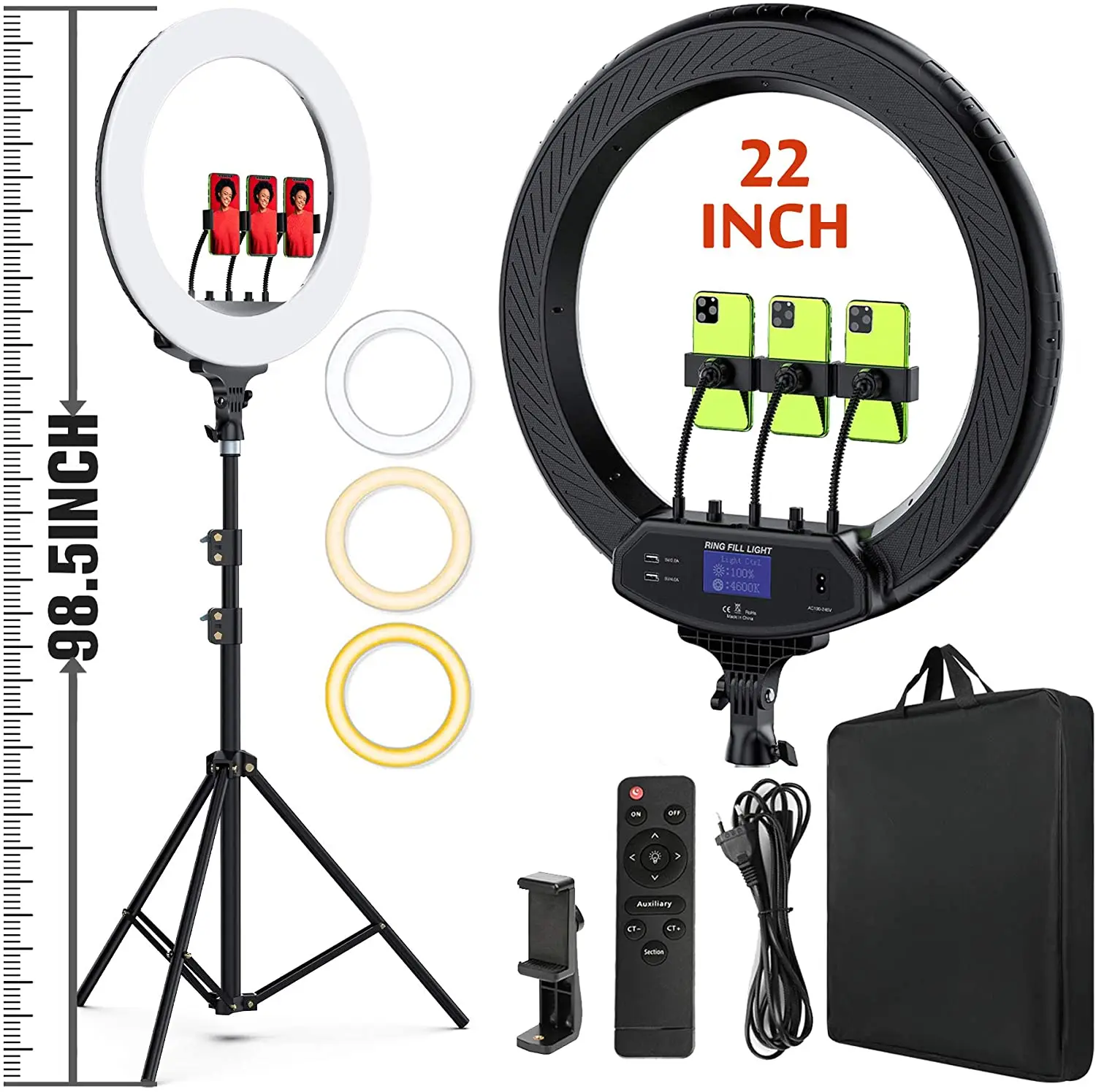 

Factory price Photography fill light 22 inch 80W ring light with 75 inch adjustable tripod stand for Youtube live streaming