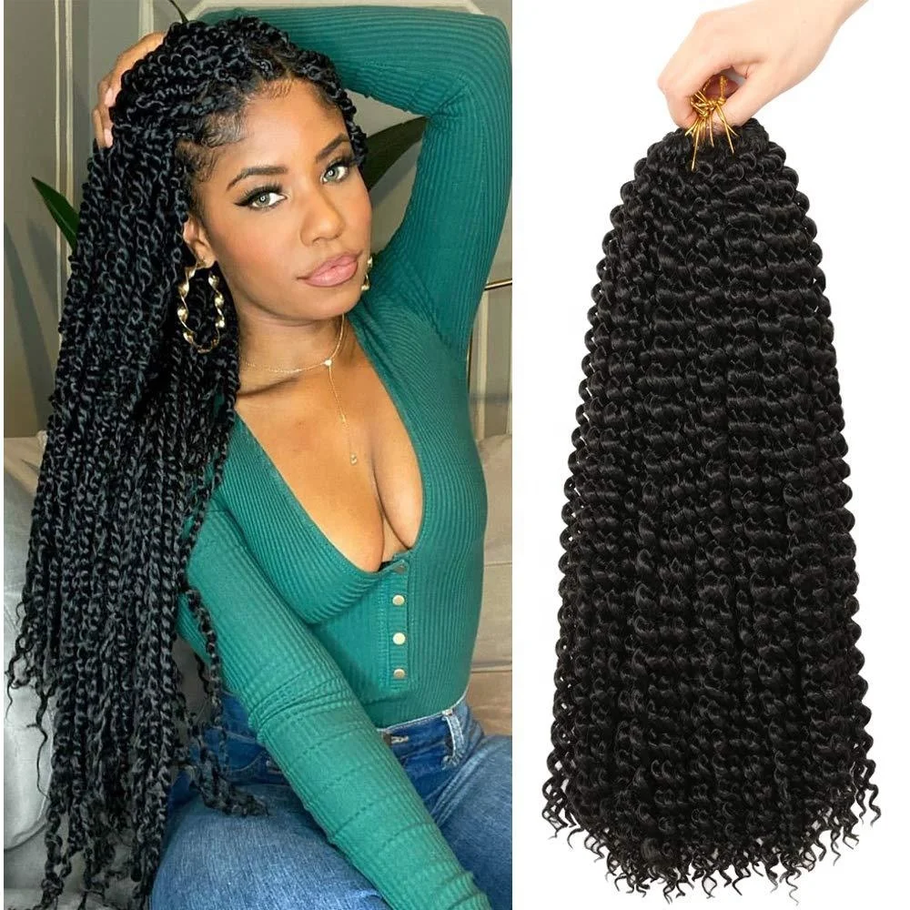 

2021 Wholesale spiral passion twist water wave blend hair extention synthetic hair ponytails