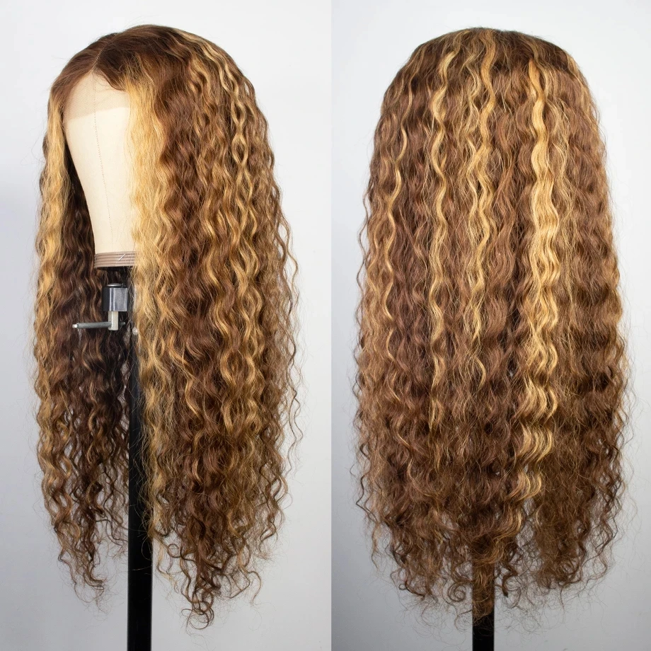 

150% Curly Ombre human Hair Wig For Women 2 Color Honey Blonde Lace Front hd lace wigs