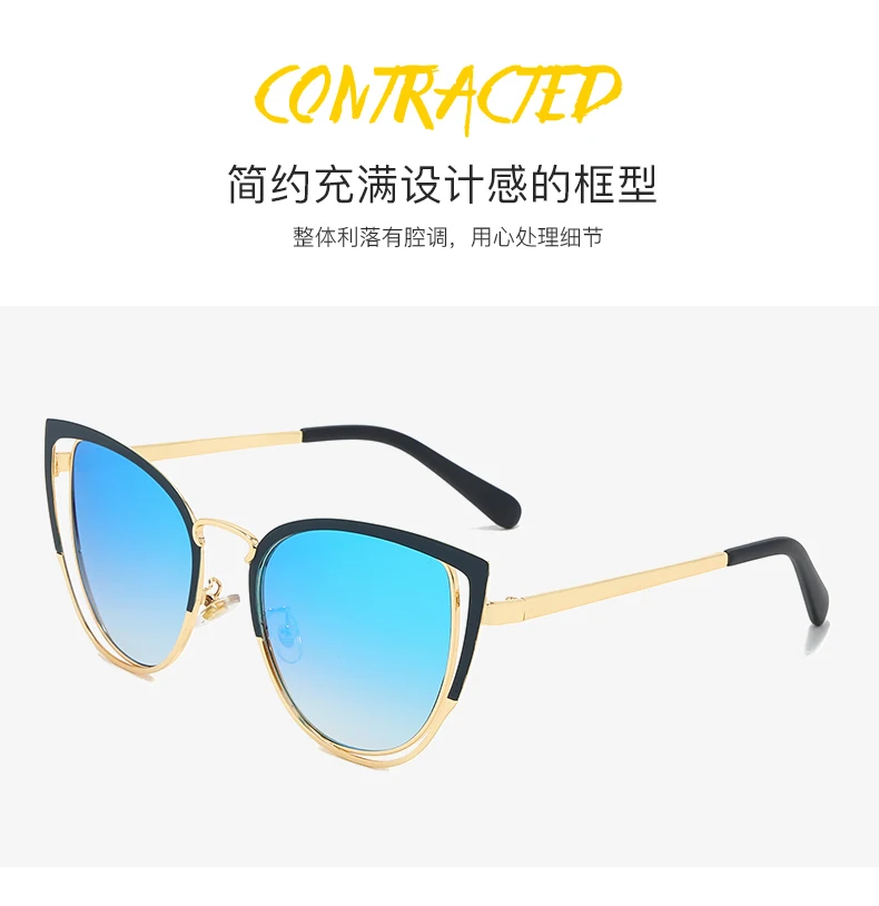 ZPSPZ sunglasses Womens Sunglasses Hollow Cats Eye Shade Metal Street Womens Ultraviolet Protection 