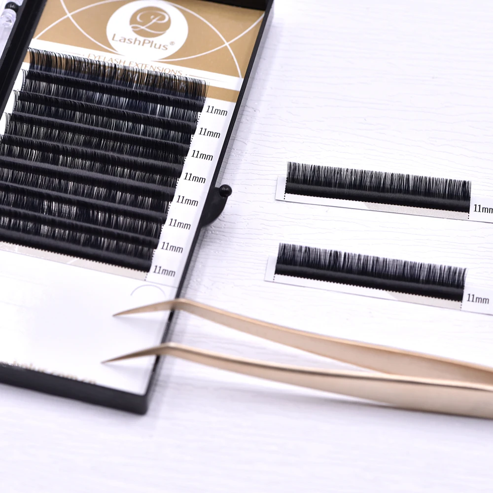 

LashPlus wholesale individual 0.03 Russian Private Label Hand Made matte black Volume Eyelash Extension