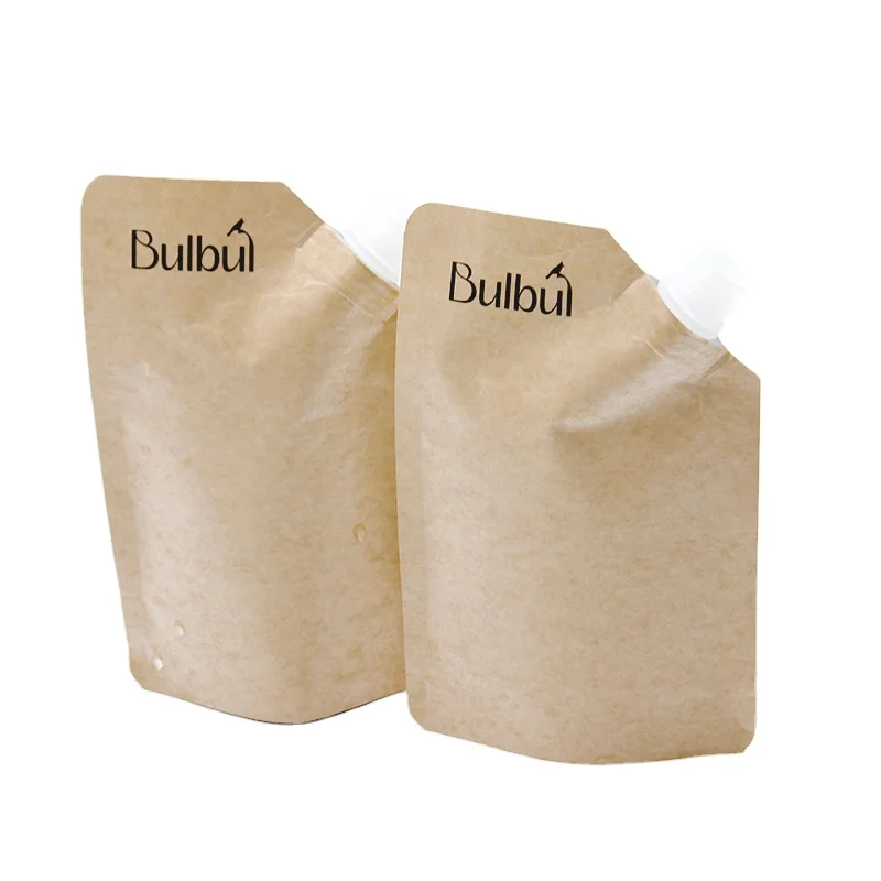 

Custom Printed Logo Sourcepack Top Ranking Eco Friendly 100% Recyclable Stand Up Kraft Paper Spout Pouches